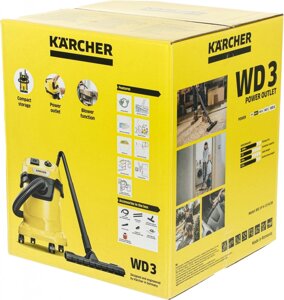 Строительный пылесос Karcher WD 3 P V-17/4/20 1000Вт (уборка: сухая/сбор воды) желтый