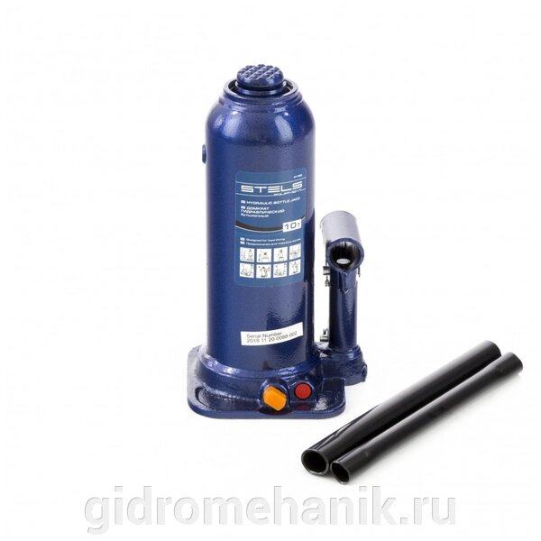 Домкрат гидравлический бутылочный, 10 т, h подъема 222-447 мм Stels 51166 от компании Гидромеханик - фото 1