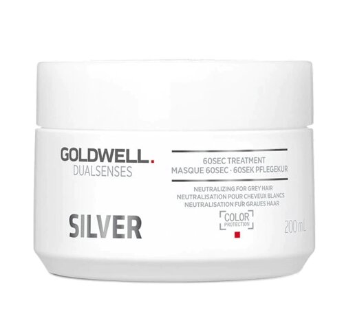 Goldwell Dualsenses Silver 60Sec Treatment Mask - интенсивный уход для коррекции цвета осветленных волос, 200 мл.