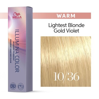 Illumina Color 10/36 (яркий блонд золотисто - фиолетовый) - стойкая крем краска, 60 мл.