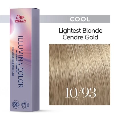 Illumina Color 10/93 (яркий блонд золотистый сандре) - стойкая крем краска, 60 мл.