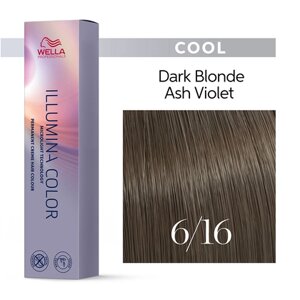 Illumina Color 6/16 (темный блонд пепельный фиолетовый) - стойкая крем краска, 60 мл.