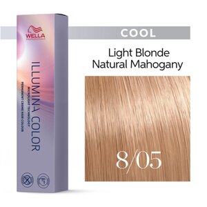 Illumina Color 8/05 (светлый блонд натуральный махагоновый) - стойкая крем краска, 60 мл.
