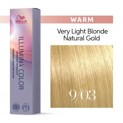 Illumina Color 9/03 (очень светлый блонд натуральный золотистый) - стойкая крем краска, 60 мл. от компании Интернет-магазин "Well-cosmetics" - фото 1