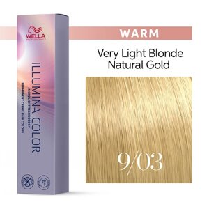 Illumina Color 9/03 (очень светлый блонд натуральный золотистый) - стойкая крем краска, 60 мл.