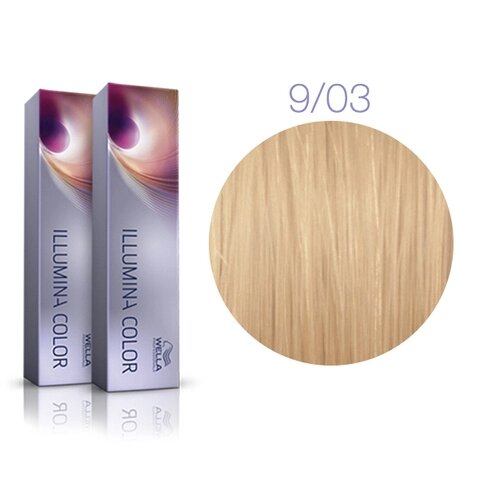 Illumina Color 9/03 (очень светлый блонд натуральный золотистый) - стойкая крем краска, 60 мл.