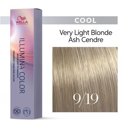 Illumina Color 9/19 (очень светлый блонд пепельный сандре) - стойкая крем краска, 60 мл.