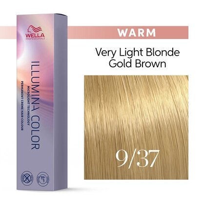 Illumina Color 9/37 (очень светлый блонд золотисто-коричневый) - стойкая крем краска, 60 мл.