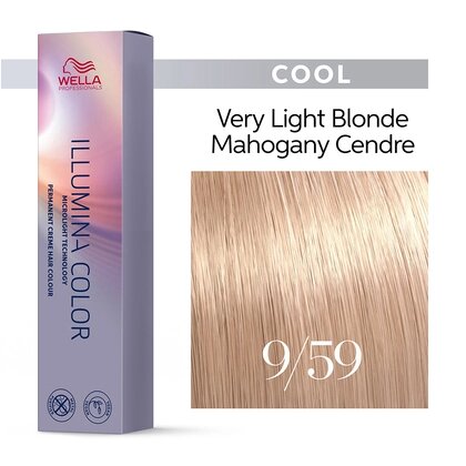 Illumina Color 9/59 (очень светлый блонд махагоновый сандре) - стойкая крем краска, 60 мл.