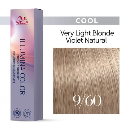 Illumina Color 9/60 (очень светлый блонд фиолетовый натуральный) - стойкая крем краска, 60 мл.