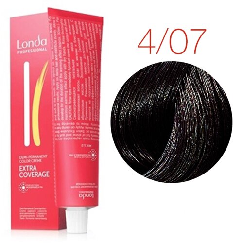 Londa Color Extra Coverage 4/07 (шатен натуральный коричневый) - тонирующая крем-краска для волос, 60 мл.