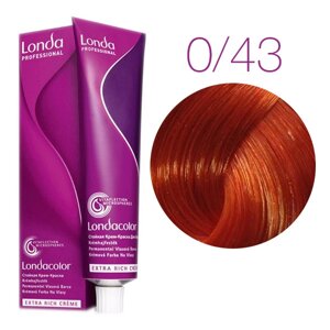 Londa Color Extra Rich 0/43 (медно-золотистый микстон) - стойкая крем-краска для волос, 60 мл.