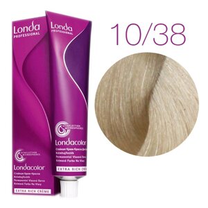 Londa Color Extra Rich 10/38 (яркий блонд золотисто-жемчужный) - стойкая крем-краска для волос, 60 мл.