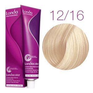 Londa Color Extra Rich 12/16 (специальный блонд пепельно-фиолетовый) - стойкая крем-краска для волос, 60 мл.