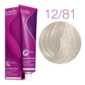 Londa Color Extra Rich 12/81 (специальный блонд жемчужно-пепельный) - стойкая крем-краска для волос, 60 мл.