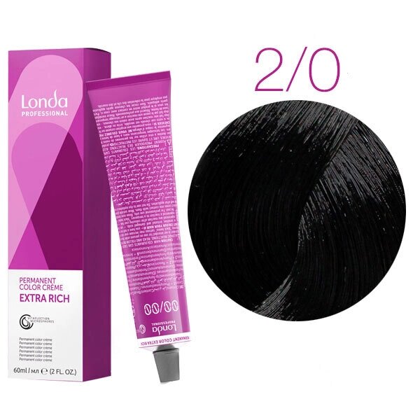 Londa Color Extra Rich 2/0 (черный) - стойкая крем-краска для волос, 60 мл. от компании Интернет-магазин "Well-cosmetics" - фото 1