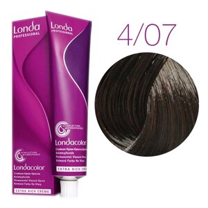 Londa Color Extra Rich 4/07 (шатен натуральный коричневый) - стойкая крем-краска для волос, 60 мл.