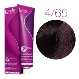 Londa Color Extra Rich 4/65 (шатен фиолетово-красный) - стойкая крем-краска для волос, 60 мл.