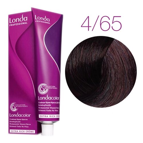 Londa Color Extra Rich 4/65 (шатен фиолетово-красный) - стойкая крем-краска для волос, 60 мл.
