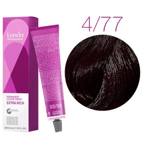Londa Color Extra Rich 4/77 (шатен интенсивный коричневый) - стойкая крем-краска для волос, 60 мл.
