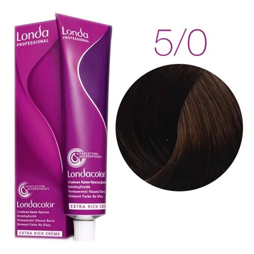Londa Color Extra Rich 5/0 (светлый шатен) - стойкая крем-краска для волос, 60 мл.
