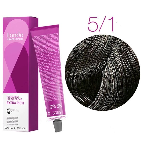 Londa Color Extra Rich 5/1 (светлый шатен пепельный) - стойкая крем-краска для волос, 60 мл. от компании Интернет-магазин "Well-cosmetics" - фото 1