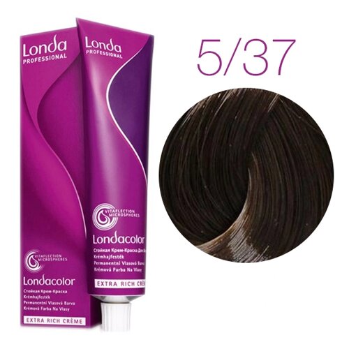 Londa Color Extra Rich 5/37 (светлый шатен золотисто-коричневый) - стойкая крем-краска для волос, 60 мл.