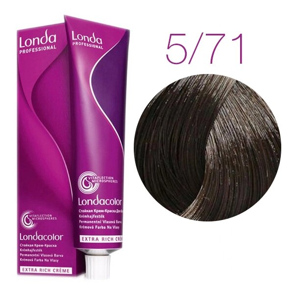 Londa Color Extra Rich 5/71 (светлый шатен коричнево-пепельный) - стойкая крем-краска для волос, 60 мл. от компании Интернет-магазин "Well-cosmetics" - фото 1