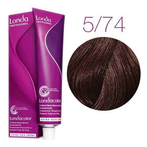 Londa Color Extra Rich 5/74 (светлый шатен коричнево-медный) - стойкая крем-краска для волос, 60 мл. от компании Интернет-магазин "Well-cosmetics" - фото 1