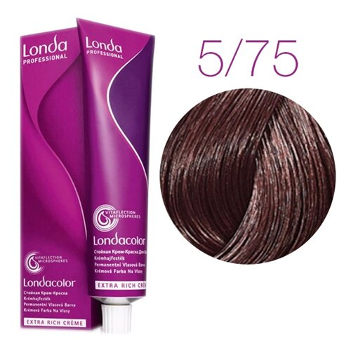 Londa Color Extra Rich 5/75 (светлый шатен коричнево-красный) - стойкая крем-краска для волос, 60 мл.