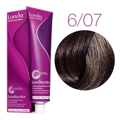 Londa Color Extra Rich 6/07 (темный блонд натуральный коричневый) - стойкая крем-краска для волос, 60 мл.