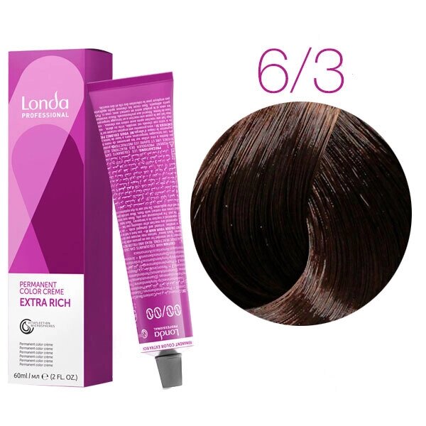 Londa Color Extra Rich 6/3 (темный блонд золотистый) - стойкая крем-краска для волос, 60 мл. от компании Интернет-магазин "Well-cosmetics" - фото 1