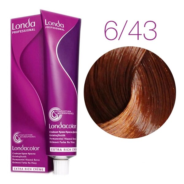 Londa Color Extra Rich 6/43 (темный блонд медно-золотистый) - стойкая крем-краска для волос, 60 мл. от компании Интернет-магазин "Well-cosmetics" - фото 1