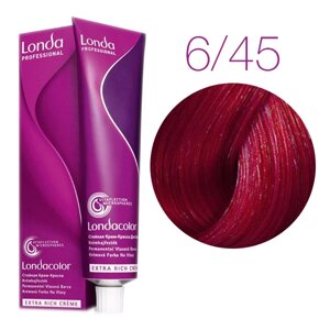 Londa Color Extra Rich 6/45 (темный блонд медно-красный) - стойкая крем-краска для волос, 60 мл.