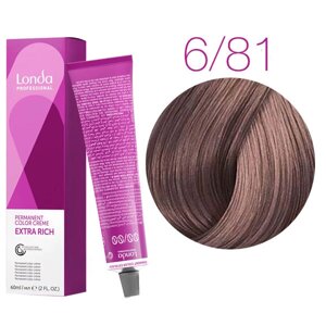 Londa Color Extra Rich 6/81 (темный блонд жемчужно-пепельный) - стойкая крем-краска для волос, 60 мл.