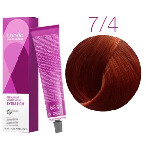 Londa Color Extra Rich 7/4 (блонд медный) - стойкая крем-краска для волос, 60 мл.