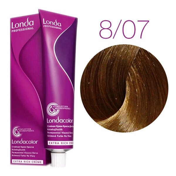 Londa Color Extra Rich 8/07 (светлый блонд натуральный коричневый) - стойкая крем-краска для волос, 60 мл. от компании Интернет-магазин "Well-cosmetics" - фото 1