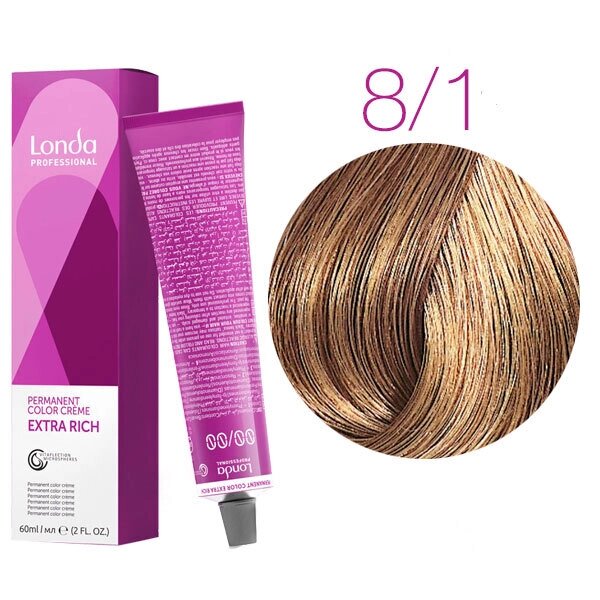 Londa Color Extra Rich 8/1 (светлый блонд пепельный) - стойкая крем-краска для волос, 60 мл. от компании Интернет-магазин "Well-cosmetics" - фото 1