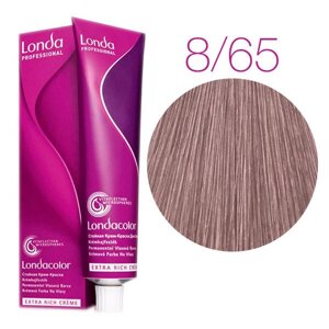 Londa Color Extra Rich 8/65 (холодный розовый, светлый блонд фиолетово-красный) - стойкая крем-краска для волос, 60 мл.