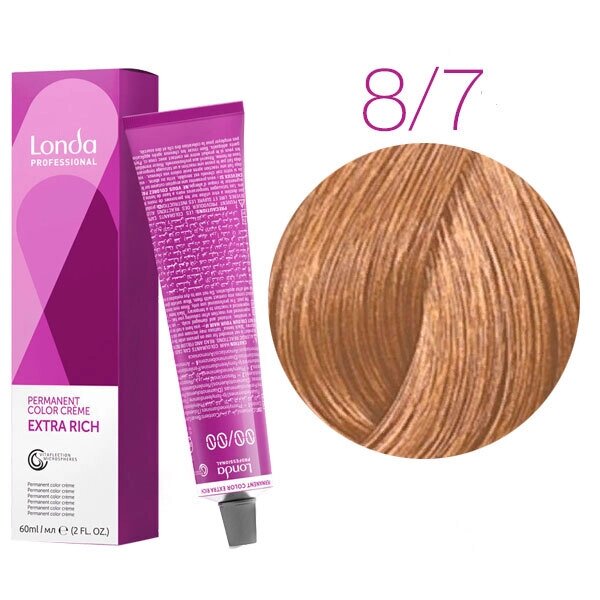 Londa Color Extra Rich 8/7 (светлый блонд коричневый) - стойкая крем-краска для волос, 60 мл. от компании Интернет-магазин "Well-cosmetics" - фото 1