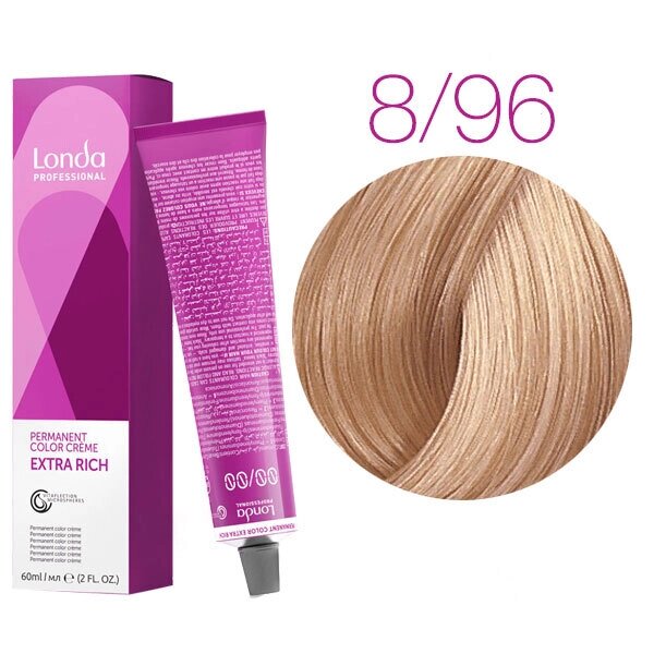 Londa Color Extra Rich 8/96 (светлый блонд сандрэ фиолетовый) - стойкая крем-краска для волос, 60 мл. от компании Интернет-магазин "Well-cosmetics" - фото 1