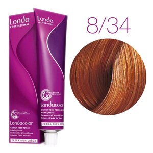 Londa Color Extra Rich 8/34 (светлый блонд золотисто-медный) - стойкая крем-краска для волос, 60 мл.