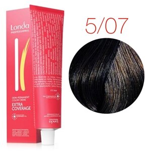 Londa Color Extra Coverage 5/07 (светлый шатен натуральный коричневый) - тонирующая крем-краска для волос, 60 мл.