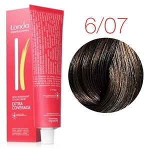 Londa Color Extra Coverage 6/07 (темный блонд натуральный коричневый) - тонирующая крем-краска для волос, 60 мл.