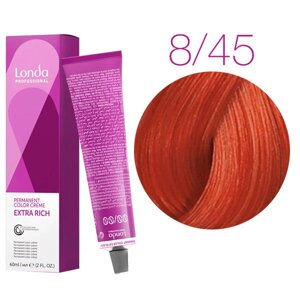 Londa Color Extra Rich 8/45 (светлый блонд медно-красный) - стойкая крем-краска для волос, 60 мл.