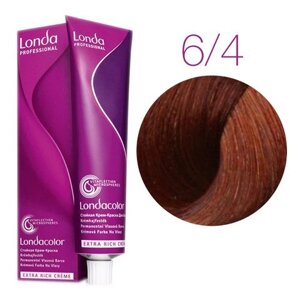 Londa Color Extra Rich 6/4 (темный блонд медный) - стойкая крем-краска для волос, 60 мл.