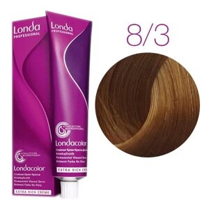 Londa Color Extra Rich 8/3 (светлый блонд золотистый) - стойкая крем-краска для волос, 60 мл.