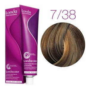 Londa Color Extra Rich 7/38 (блонд золотисто-жемчужный) - стойкая крем-краска для волос, 60 мл.