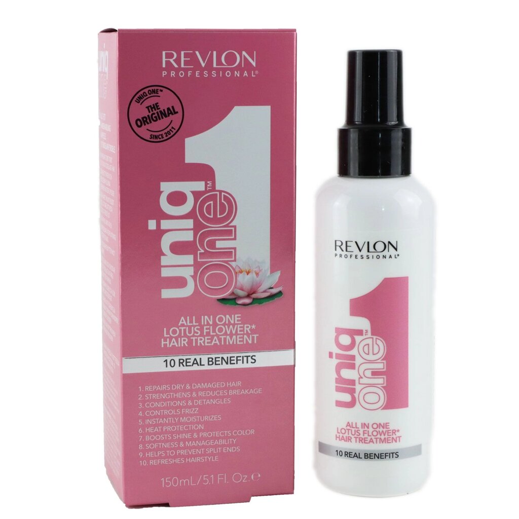 Revlon Uniq ONE All in One Treatment Lotus flower- несмываемая маска-спрей Ревлон с ароматом лотоса, 150 мл. от компании Интернет-магазин "Well-cosmetics" - фото 1