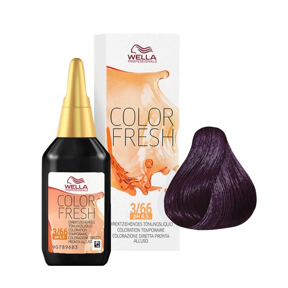 Wella Color Fresh 3/66 Intense Violet Dark Brown - безаммиачный полустойкий краситель, 75 мл. от компании Интернет-магазин "Well-cosmetics" - фото 1